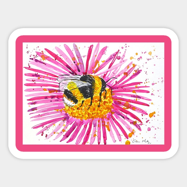 Bumble bee and Pink Flower Sticker by Casimirasquirkyart